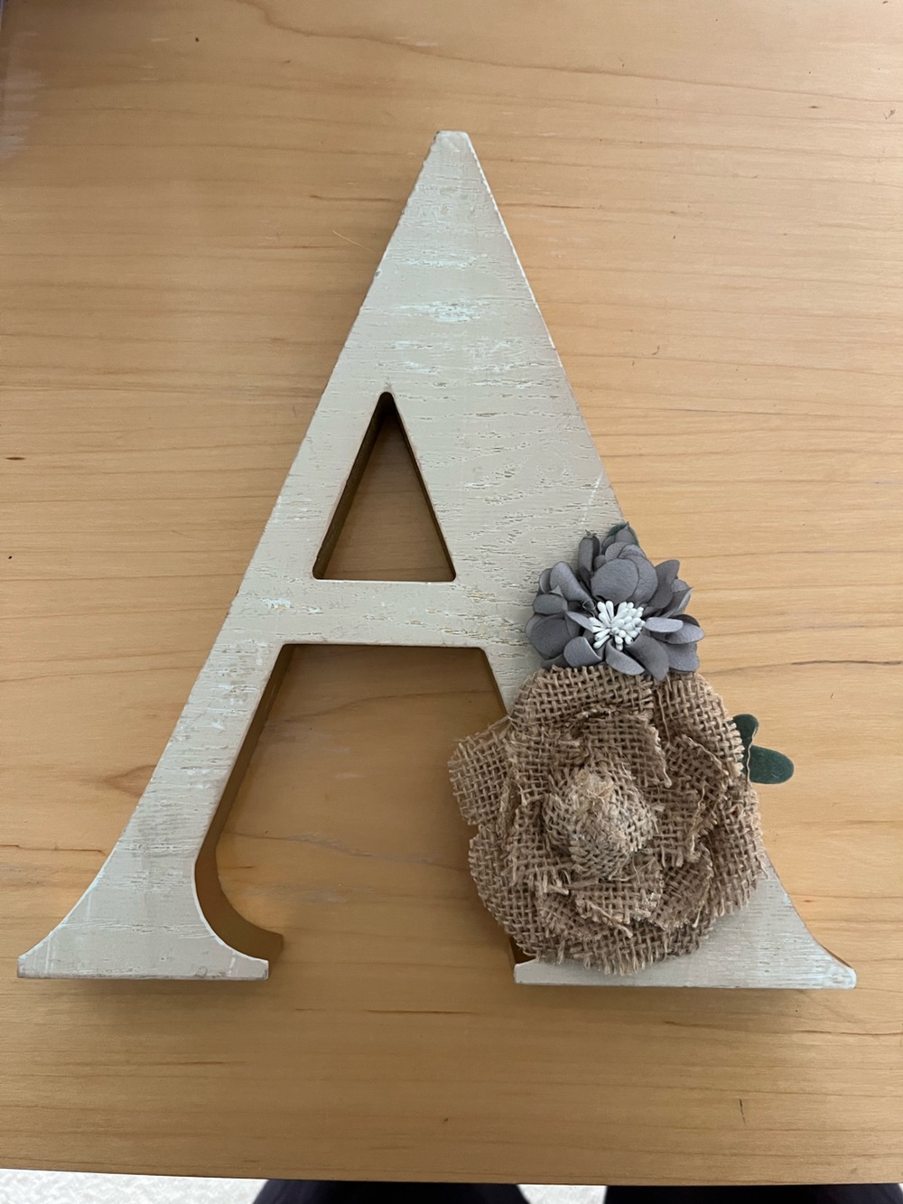 Splendid Gold Wooden Banner with Burlap Floral Accent